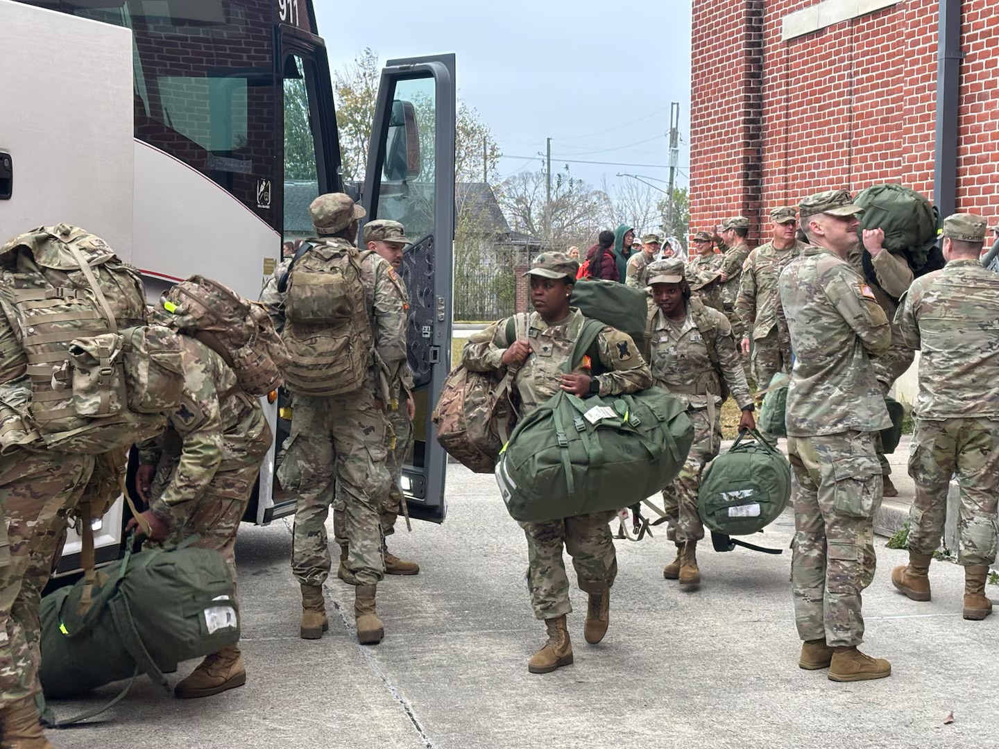 Louisiana Guard soldiers in formation